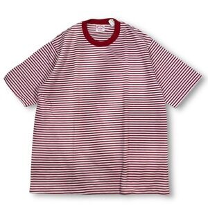 EUC VTG Brooks Brothers Red White Striped‎ Waffle Knit Crew Neck T Shirt Men's L